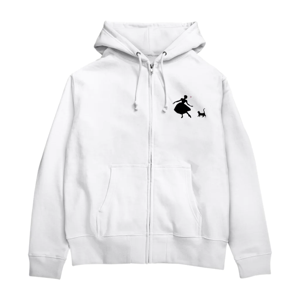 バレエシルエット ballet*pointe_pon*のねこ×バレリーナ Zip Hoodie