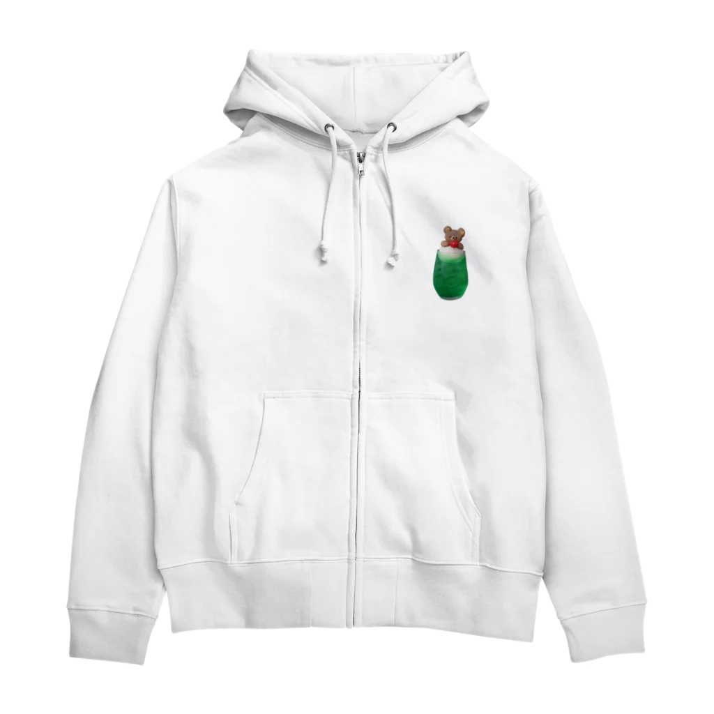 トゥインクルのくまのクリームソーダ緑色 Zip Hoodie