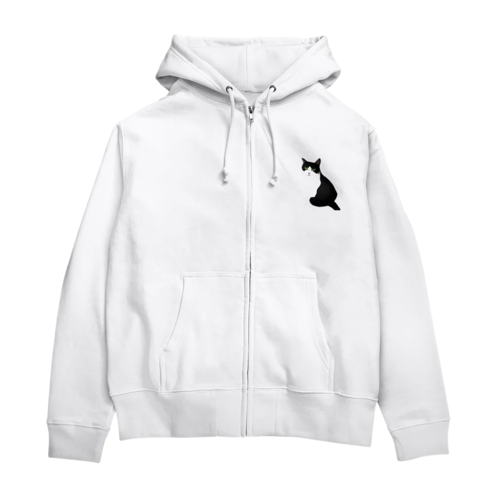 ひげ猫マリオのハチワレ猫 カラー猫山さん Zip Hoodie