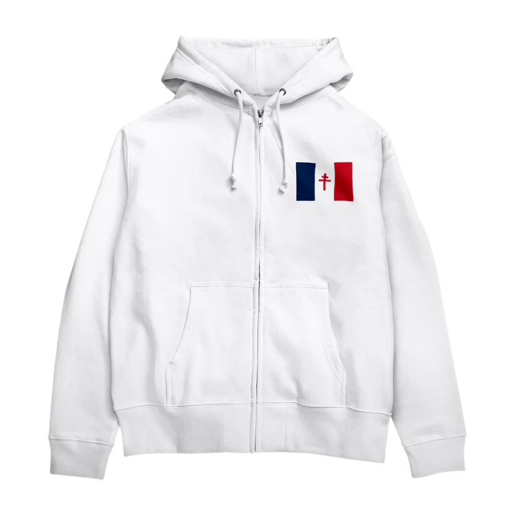 万国国旗ショップの自由フランス Zip Hoodie