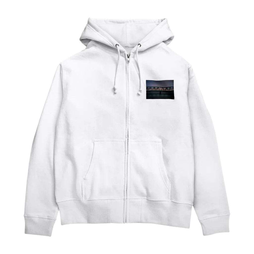 日常の一コマの夜の電車 Zip Hoodie