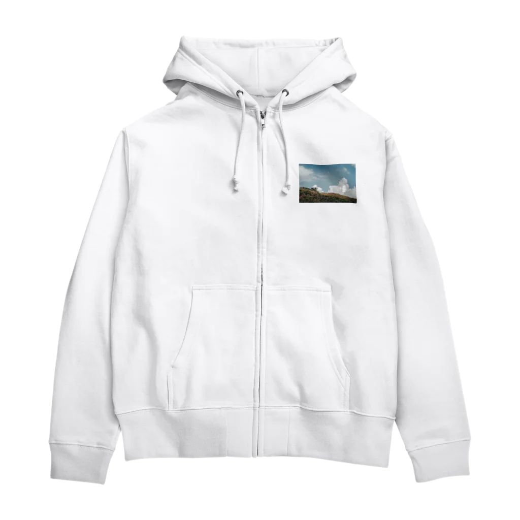 日常の一コマの雲と花 Zip Hoodie