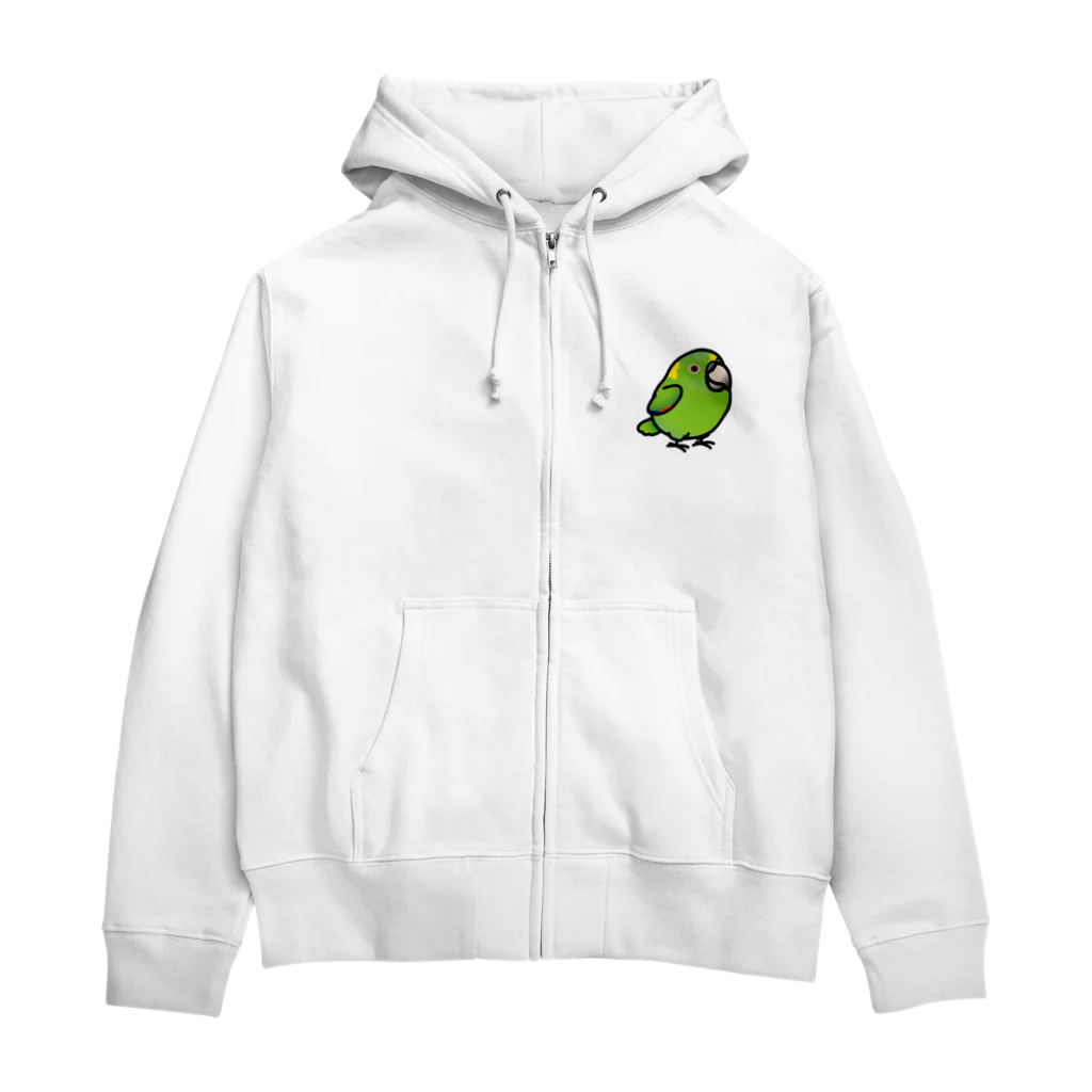 Cody the Lovebirdの両面 Chubby Bird キエリボウシインコ (表面） 鳥さん大集合 （背面） Zip Hoodie