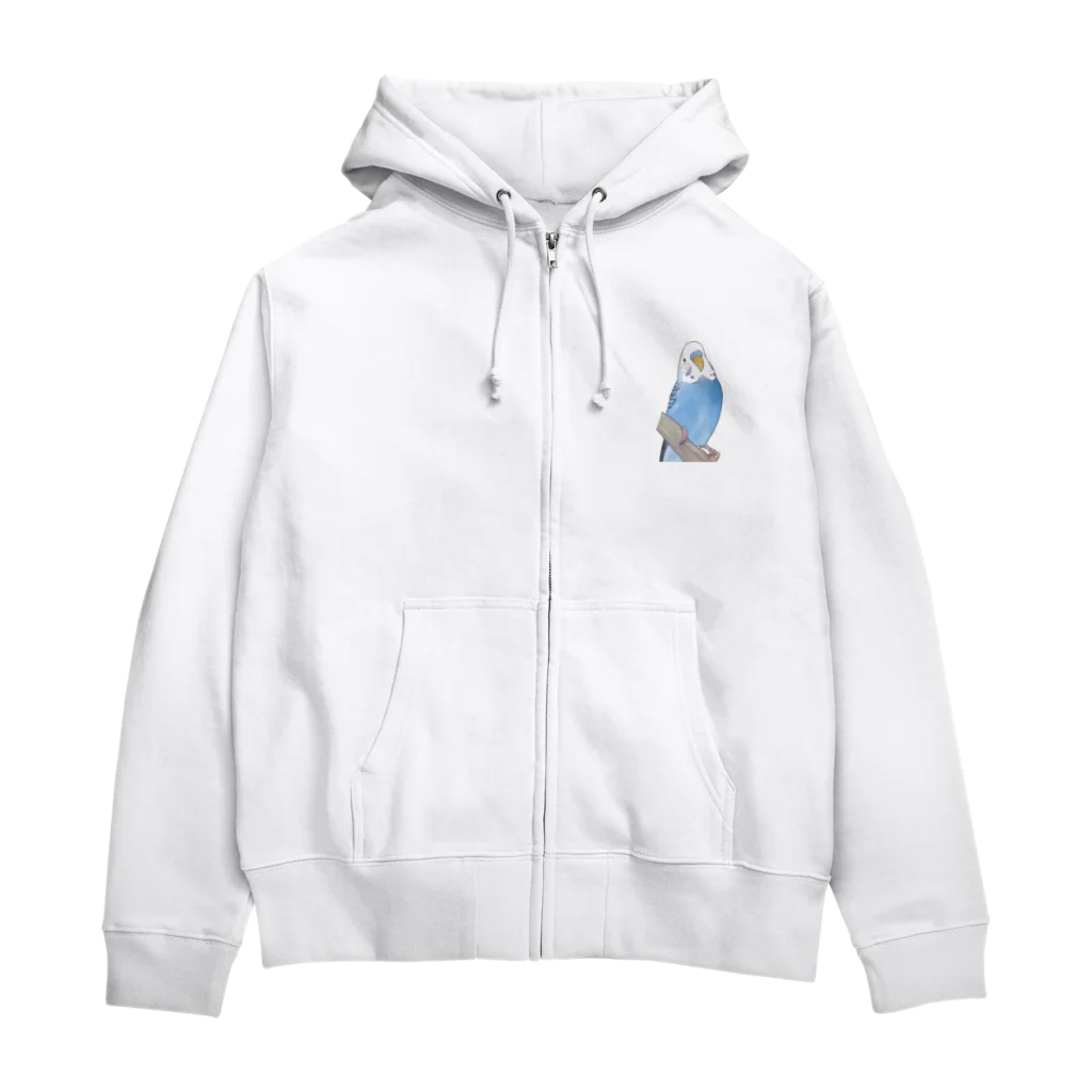 まめるりはことりのセキセイインコちゃんと止まり木【まめるりはことり】 Zip Hoodie