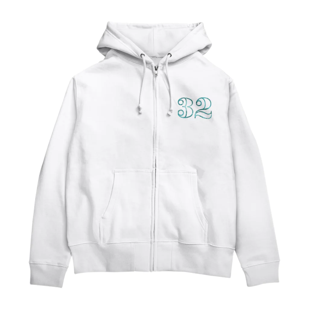 アオフジマキのナンバー32 Zip Hoodie