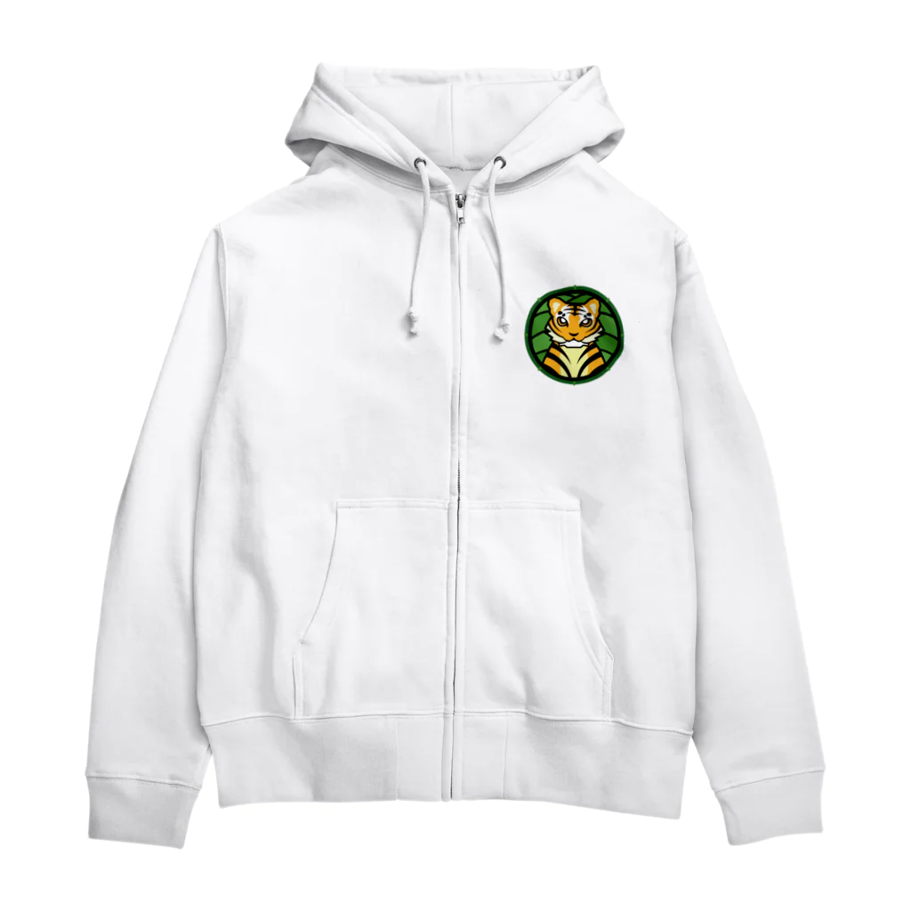 ハナドリカ SUZURI店のバンブーに虎 Zip Hoodie