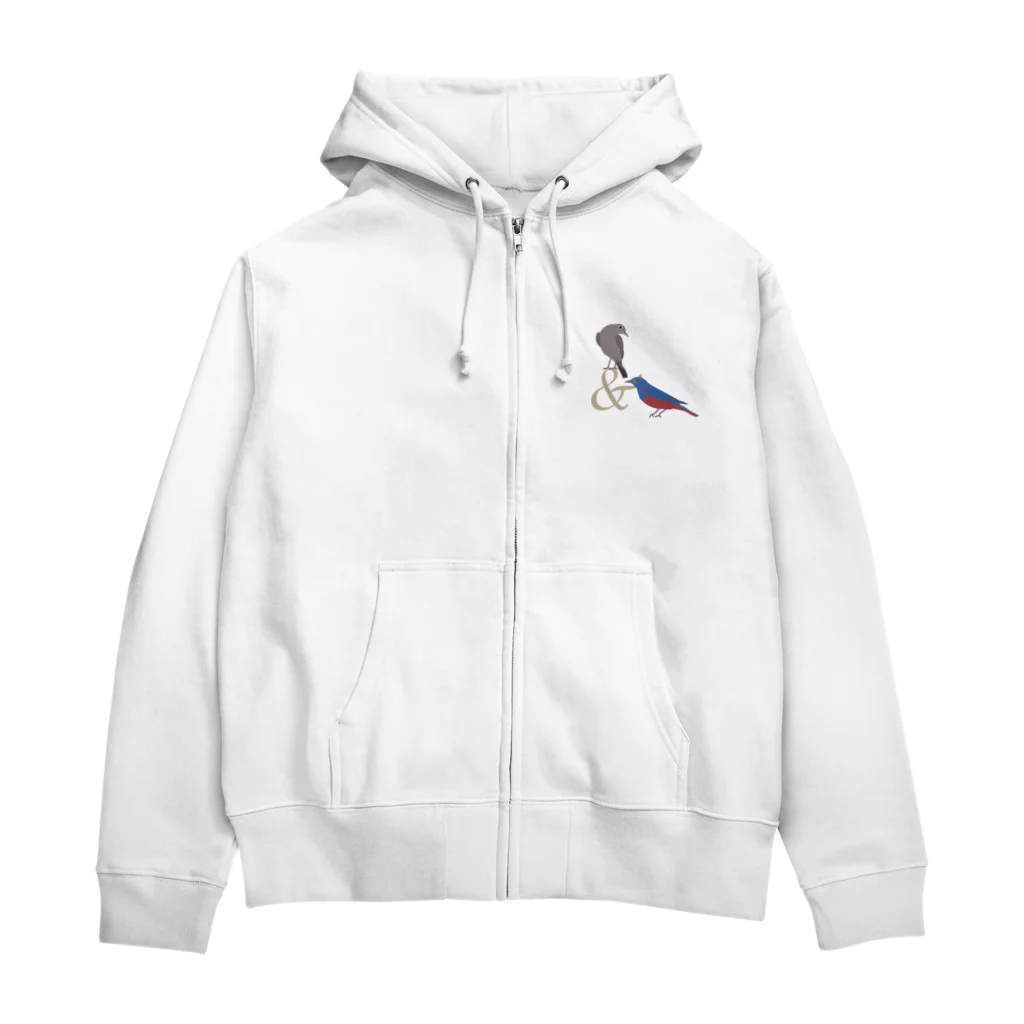 エダマメトイチ雑貨店のイソヒヨドリ いつも一緒  Zip Hoodie