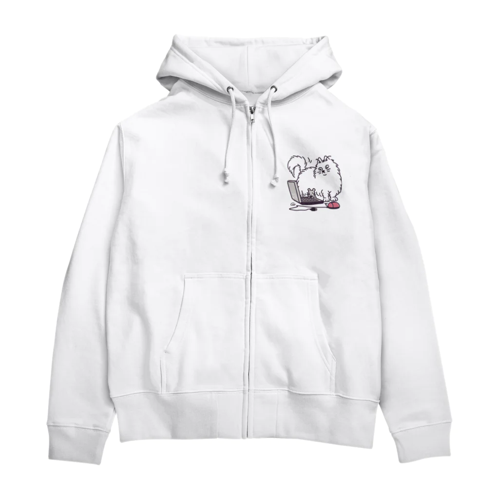 イラスト MONYAAT のワンポイント ワールドワイドでCHU*M配置 Zip Hoodie