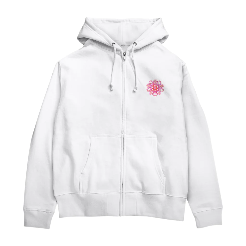 おもちの家の赤とピンクの幾何学模様　花 Zip Hoodie