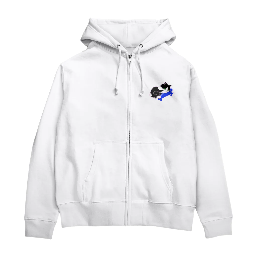 きねぶち温泉のねこのきょうちゃん（くじらを添えて） Zip Hoodie