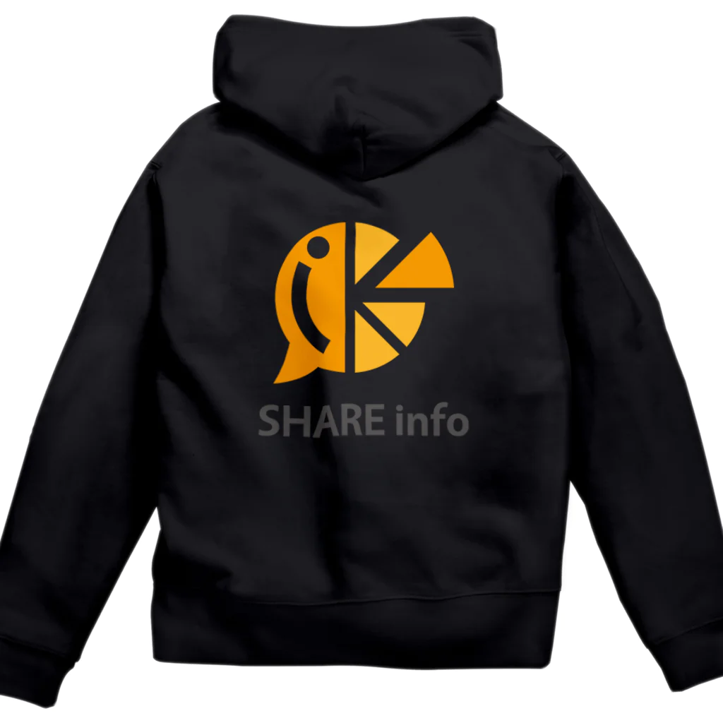 SHARE info オリジナルグッズストアの前後ロゴ入りジップパーカー Zip Hoodie