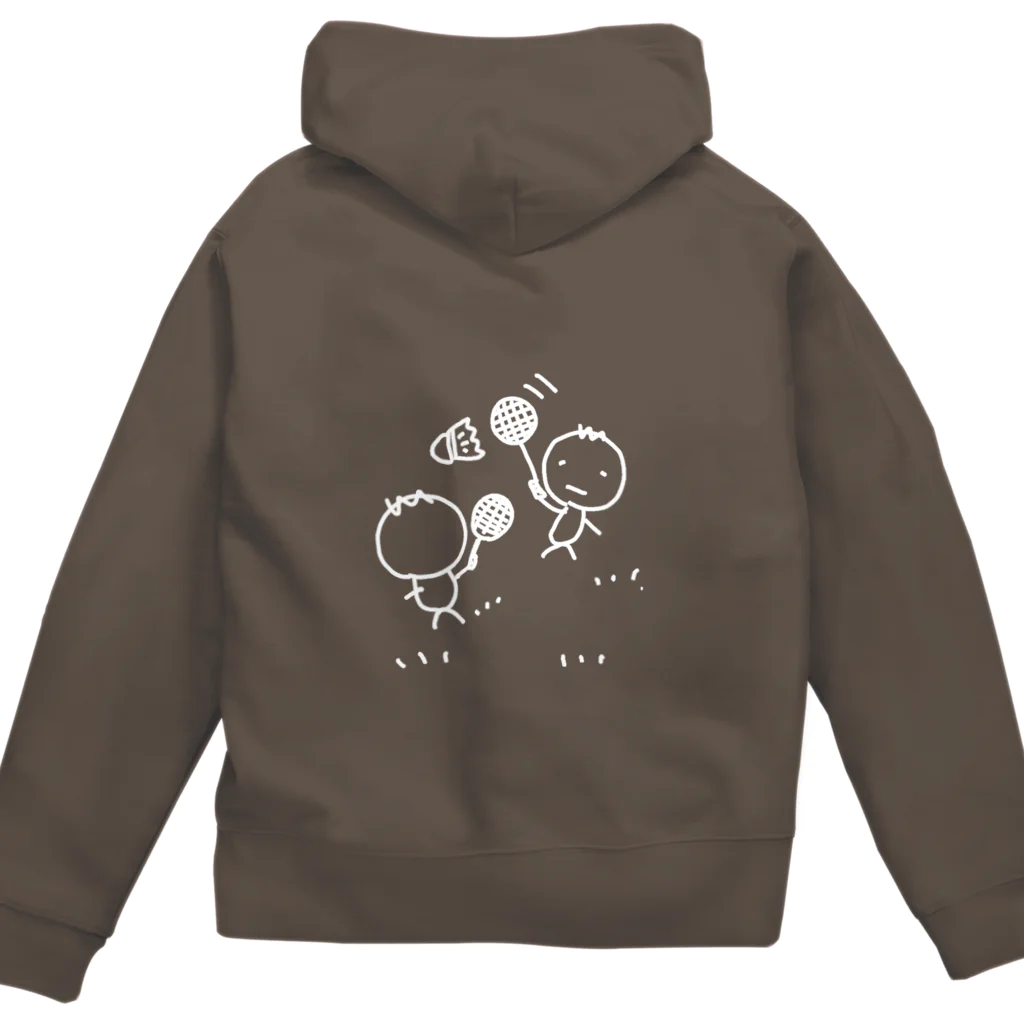 GRKSのゆるバド(ホワイト) Zip Hoodie