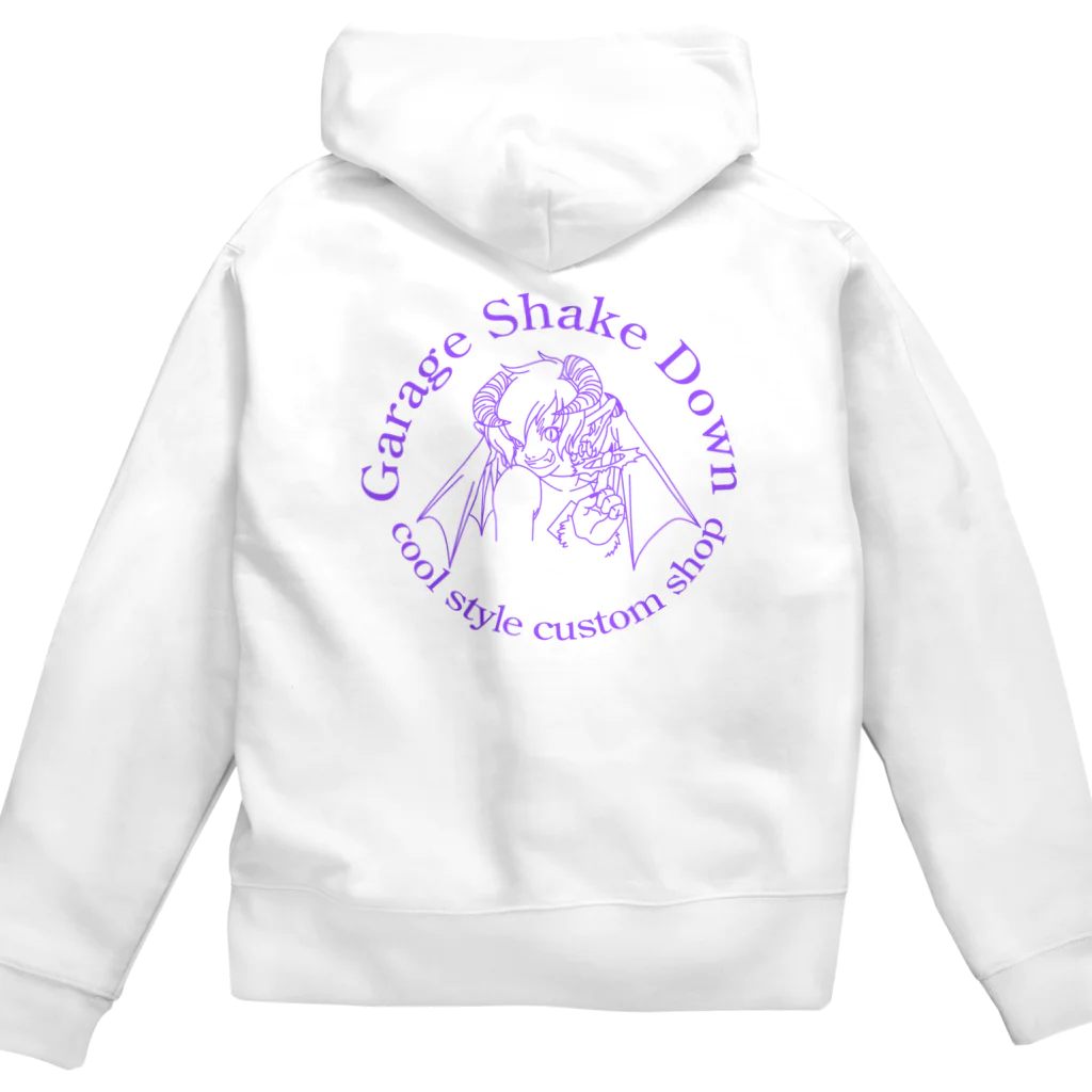 ガレージシェイクダウンの鬼っ子　紫文字 Zip Hoodie