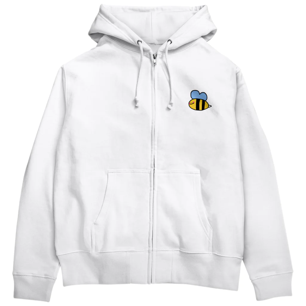 LoveAmooNのへんてこキャラクター はちさんの『びー』🐝💗 Zip Hoodie