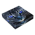 MANYO-MANYO工房の青い猫 Acrylic Block :placed flat
