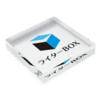 ライターゼミ【みんなのカレッジ】公式グッズのBOX-logo_tate! アクリルブロックの平置き
