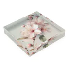 botanicalartAIの春のふんわり桜の花のアート Acrylic Block :placed flat