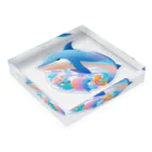 dolphineの可愛いイルカ Acrylic Block :placed flat