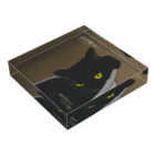 猪猫の牡丹華さく　猫鍋で涼む黒猫 Acrylic Block :placed flat