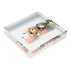 kumamia（くまみあ）のくまの3兄弟（絵の具） Acrylic Block :placed flat