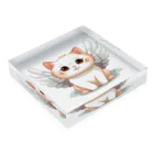 Vasetti_pressの可愛いねこ天使 Acrylic Block :placed flat