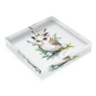 フクロウの森の癒しフクロウ Acrylic Block :placed flat