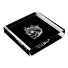 COOL&SIMPLEのBlack White Illustrated Skull King  Acrylic Block :placed flat