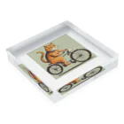 まもる@動画編集者の自転車に乗る猫 Acrylic Block :placed flat