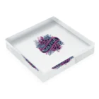 N SAUNA LOGOのネオン風花柄サウナロゴ11　花柄ver.4 Acrylic Block :placed flat