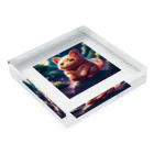 seetbooの赤ねこ牛丸 Acrylic Block :placed flat