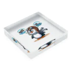 JUN-yの空を飛びたいペンギン Acrylic Block :placed flat