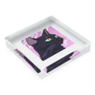 73GTCのかっこいい黒猫3 Acrylic Block :placed flat