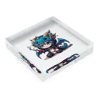 可愛らしいドラゴンのイラストグッズ店の可愛いドラゴンのマスコット Acrylic Block :placed flat