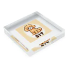 Tokyo_Doodleのもふもふアプリコット　トイプードル　おすわり Acrylic Block :placed flat