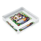 雪売店のマグカップかくれんぼ猫 Acrylic Block :placed flat