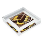 kawaiidoubututatiのチョコレートとバナナのデザートチャーハン Acrylic Block :placed flat