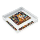 ドット絵ねこさんの読書猫さん Acrylic Block :placed flat