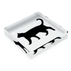 Teatime ティータイムの黒猫は見ていた　ねこ Acrylic Block :placed flat