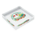 ぷっくりショップのオカメインコちゃん Acrylic Block :placed flat