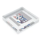 yoiyononakaの虎縞白猫のまなざし08 Acrylic Block :placed flat