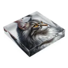 動物大好きのノルウェージャンフォレストキャット　猫 Acrylic Block :placed flat