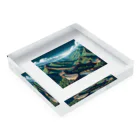 Pixel Art Goodsの万里の長城（pixel art） Acrylic Block :placed flat