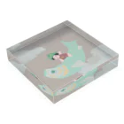 acoco模様の端午の節句 "こいのぼりと金太郎”-ミントグリーン Acrylic Block :placed flat