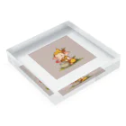 ganeshaのかわいいガネーシャの水やり花 Acrylic Block :placed flat