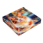 猫好きの谷の猫の水彩画/キジトラねこのイラスト Acrylic Block :placed flat