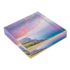 nichinichi_kore_iyashiのピンクのいわし雲と海岸線 Acrylic Block :placed flat