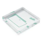 おはようおやすみのドアに猫(ice green) Acrylic Block :placed flat