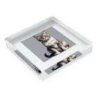 ドット絵ネコの座っている猫 Acrylic Block :placed flat