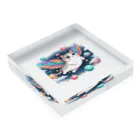 キャットパラダイス☆彡のユニ猫　宇宙空間 Acrylic Block :placed flat