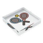 お絵かき屋さんのテニスのラケットとボール Acrylic Block :placed flat